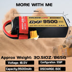 DXF LiPo Battery 6S 22.2V 9500mAh 150C Graphene Softcase with EC5 / T / TRX / XT60 / XT90 / XT150 / Q8s Plug for RC 1/8 1/10 Buggy Truck Car Off-Road Drone