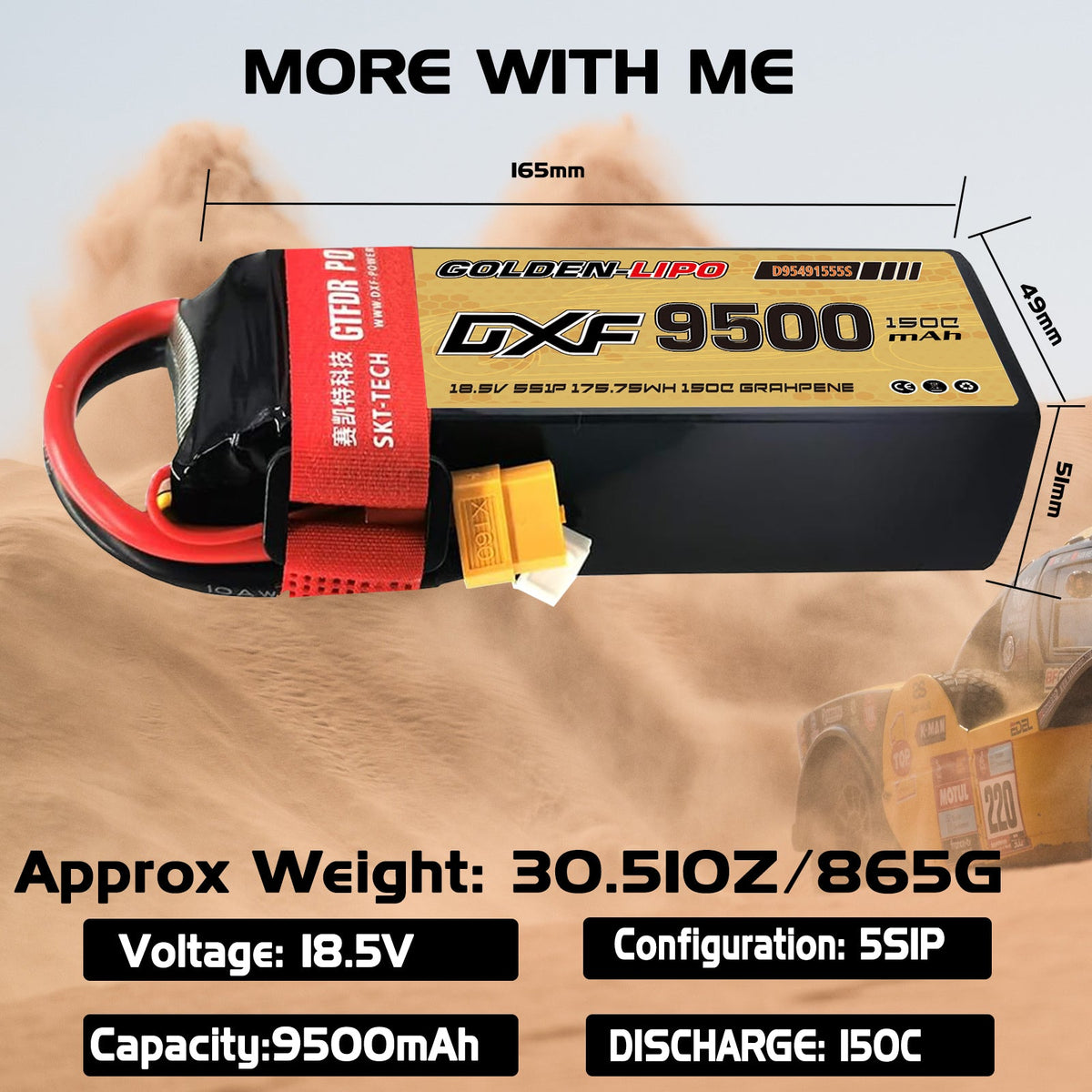 DXF LiPo Battery 6S 22.2V 9500mAh 150C Graphene Softcase with EC5 / T / TRX / XT60 / XT90 / XT150 / Q8s Plug for RC 1/8 1/10 Buggy Truck Car Off-Road Drone