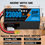 DXF SEMI-SOLID 14S 51.8V 23000mAh 5C Soft Case LiPo Battery with 8AWG Wire for UAVs & Drones (1-6 Pack)