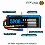 DXF 3S 11.1V 5200mAh 80C Hardcase LiPo Battery with EC5 & 10AWG Wire for Toy Cars, RC Boats, Aircraft Models & FPV Drones (1-6 Pack)