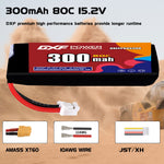 DXF LiPo Battery 4S HV 15.2V 300mAh 80C with PH2.0 / JST / XT30 / SM / XT60 / EC5 / XT90 for FPV Drone Whoop Micro Racing