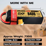 DXF LiPo Battery 5S 18.5V 8400mAh 140C Graphene Softcase with EC5 / T / TRX / XT60 / XT90 / XT150 / Q8s Plug for RC 1/8 1/10 Buggy Truck Car Off-Road Drone