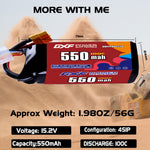 DXF 4S 15.2V 550mAh 100C LiPo Battery for FPV Micro Drones (PH2.0 / JST / XT30 / SM / XT60 / EC5 / XT90 Options)