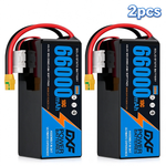 DXF SEMI-SOLID 12S 44.4V 66000mAh 10C Soft Case LiPo Battery with 8AWG Wire for Toy Cars, Boats, UAVs & Drones (1-6 Pack)