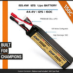 DXF Lipo Battery 12S 44.4V 3500mAh 150C GoldSeries Graphene Softcase with EC5 / T / TRX / XT60 / XT90 / XT150 / Q8s Plug for RC 1/8 1/10 Buggy Truck Car Off-Road Drone