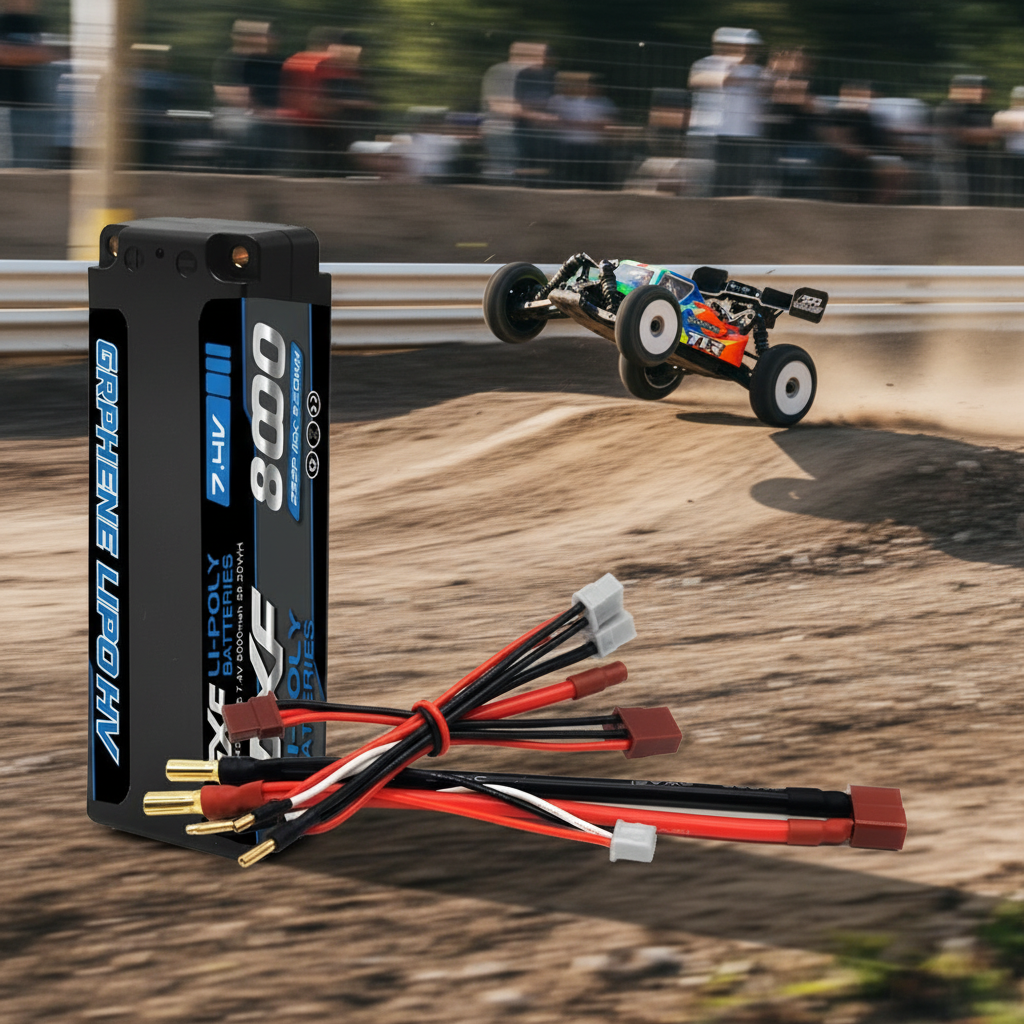 DXF 2S 7.4V 8000mAh 110C Graphene Hardcase LiPo Battery with 5mm Bullet to Deans Plug for 1/10 1/8 RC Cars, Trucks, Slash 4x4 (1-6 Pack Available)