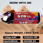 DXF LiPo Battery 4S HV 15.2V 520mAh 80C with PH2.0 / JST / XT30 / SM / XT60 / EC5 / XT90 for FPV Drone Whoop Micro Racing