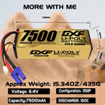 DXF LiPo Battery 3S HV 11.4V 7500mAh 150C Graphene Hardcase Gold with EC5 / T / TRX / XT60 / XT90 / XT150 / Q8s Plug for RC 1/8 1/10 Buggy Truck Car Off-Road Drone