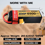 DXF Lipo Battery 4S 14.8V 6500mAh 100C Graphene Softcase with EC5 / T / TRX / XT60 / XT90 / XT150 / Q8s Plug for RC 1/8 1/10 Buggy Truck Car Off-Road Drone