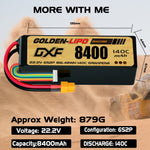 DXF LiPo Battery 6S 22.2V 8400mAh 140C Graphene Softcase with EC5 / T / TRX / XT60 / XT90 / XT150 / Q8s Plug for RC 1/8 1/10 Buggy Truck Car Off-Road Drone
