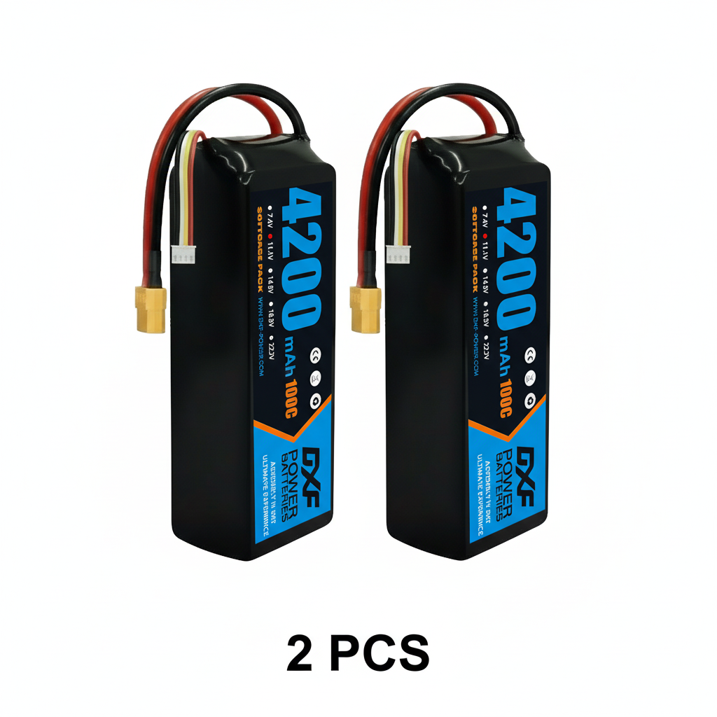 DXF 3S 11.1V 4200mAh 100C Softcase LiPo Battery with XT60 & 12AWG Wire for RC Boats, Cars, Toy Cars & Aircraft Models FPV (1-6 Pack)