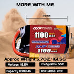DXF 5S 18.5V 1100mAh 120C LiPo Battery for FPV Micro Drones (PH2.0 / JST / XT30 / SM / XT60 / EC5 / XT90 Options)