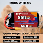 DXF LiPo Battery 5S 18.5V 550mAh 70C with PH2.0 / JST / XT30 / SM / XT60 / EC5 / XT90 for FPV Drone Whoop Micro Racing