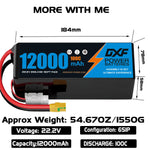 DXF LiPo Battery 6S 22.2V 12000mAh 100C Graphene Softcase Blue with EC5 / T / TRX / XT60 / XT90 / XT150 / Q8s Plug for RC 1/8 1/10 Buggy Truck Car Off-Road Drone