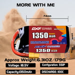 DXF 5S 18.5V 1350mAh 100C LiPo Battery for FPV Micro Drones (PH2.0 / JST / XT30 / SM / XT60 / EC5 / XT90 Options)