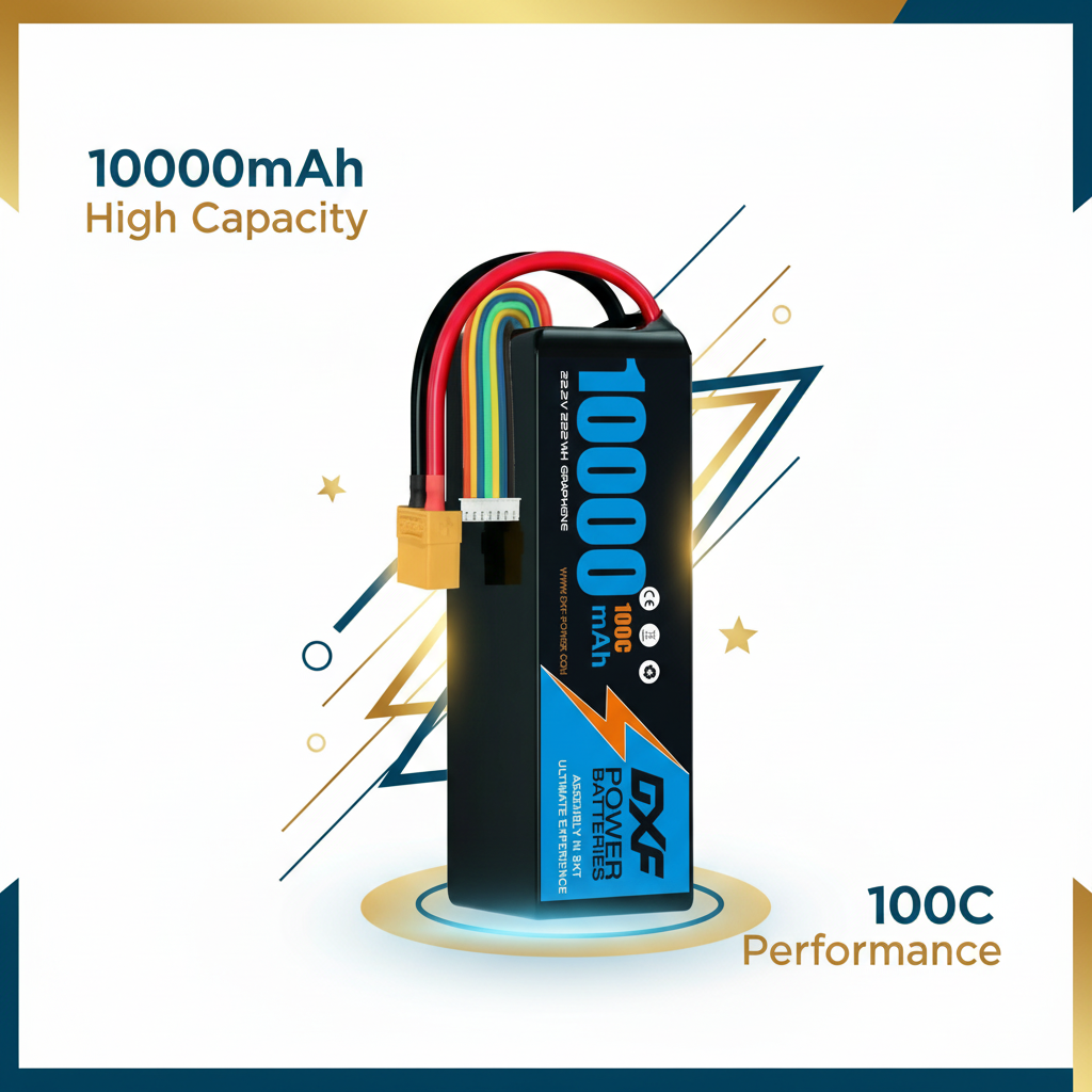 DXF 6S 22.2V 10000mAh 100C Graphene Blue Softcase LiPo Battery with XT90 for RC Cars Drones Helicopters Boats (1-6 Pack)