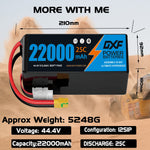 DXF LiPo Battery 12S 44.4V 22000mAh 25C Graphene Softcase Blue with EC5 / T / TRX / XT60 / XT90 / XT150 / Q8s Plug for RC Boat Drone UAV