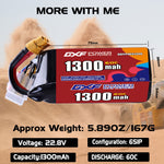 DXF LiPo Battery 6S HV 22.8V 1300mAh 60C with PH2.0 / JST / XT30 / SM / XT60 / EC5 / XT90 for FPV Drone Whoop Micro Racing