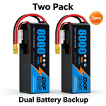 DXF 6S 22.2V 8000mAh 100C Soft Case LiPo Battery with 10AWG Wire for RC Cars, Trucks, Boats & Drones (1-6 Pack)