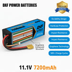 DXF BLUE Series 3S 11.1V 7200mAh 80C Hardcase LiPo Battery with EC5 Plug for 1/8 1/10 RC Car Truck (1-6 Pack)