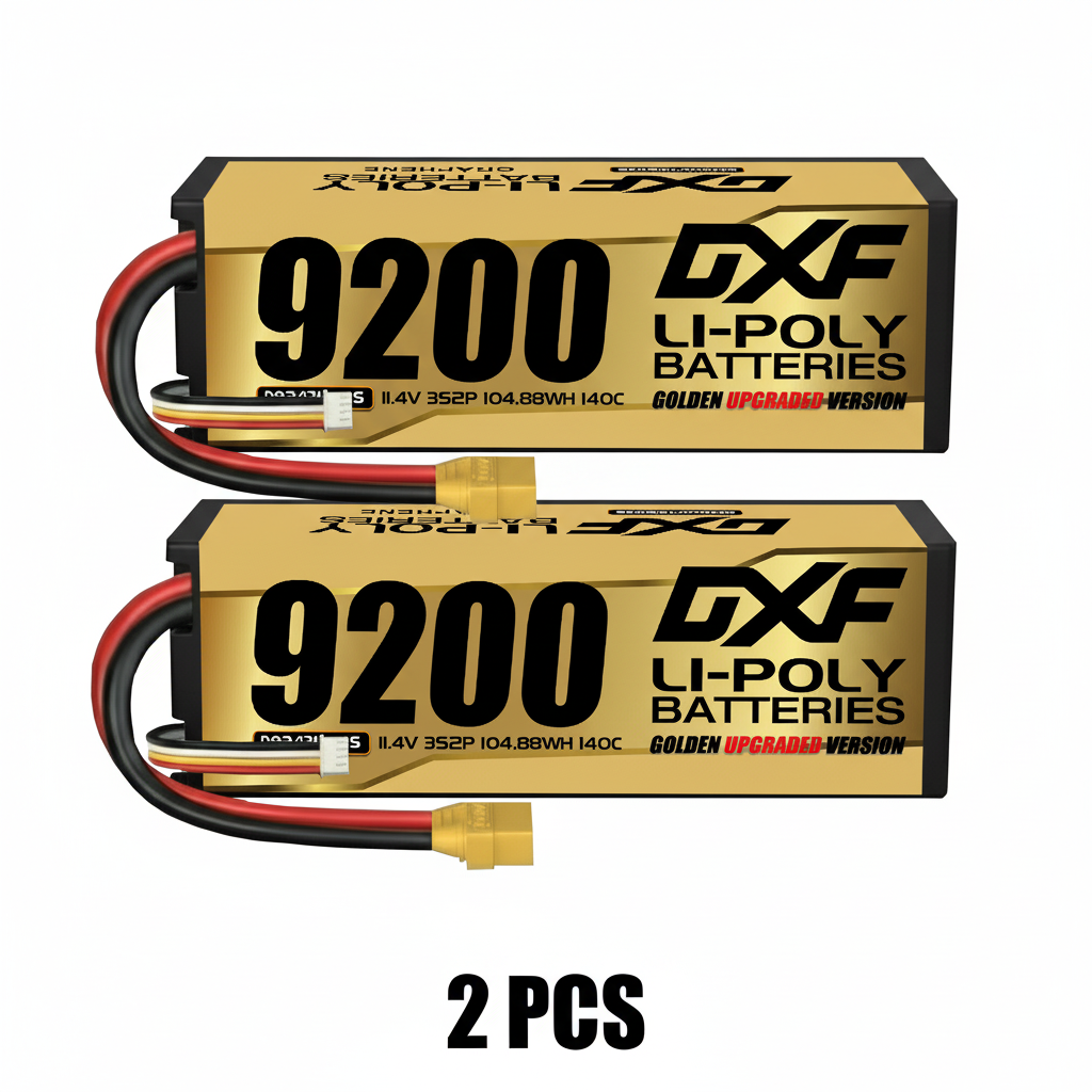 DXF Blue Series 3S HV 11.4V 9200mAh 140C Graphene Hardcase LiPo Battery with XT90 & 10AWG Wire (1-6 Pack)