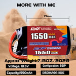 DXF 5S 18.5V 1550mAh 100C LiPo Battery for FPV Micro Drones (PH2.0 / JST / XT30 / SM / XT60 / EC5 / XT90 Options)