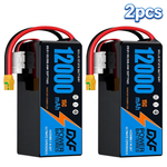 DXF 6S 22.2V 12000mAh 15C Soft Case LiPo Battery with 8AWG Wire for Toy Cars, Boats, UAVs & Drones (1-6 Pack)