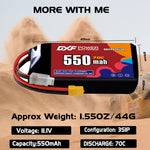 DXF LiPo Battery 3S 11.1V 550mAh 70C with PH2.0 / JST / XT30 / SM / XT60 / EC5 / XT90 for FPV Drone Whoop Micro Racing