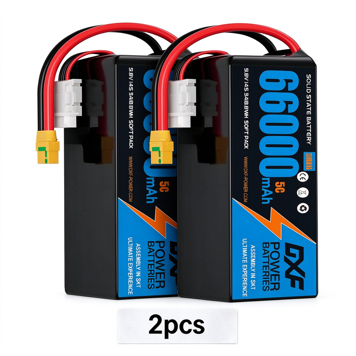 (CN)DXF 14S Lipo Battery 51.8V 10C 66000mAh Soft Case Battery  for Drone UAV FPV Car Truck Tank RC Semi solidstate Battery Racing Hobby
