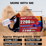 DXF LiPo Battery 4S 14.8V 2200mAh 110C with PH2.0 / JST / XT30 / SM / XT60 / EC5 / XT90 for FPV Drone Whoop Micro Racing