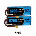 DXF 4S 14.8V 5200mAh 80C Hardcase LiPo Battery with XT90 & 10AWG Wire for RC Cars (1-6 Pack)