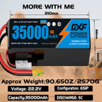 DXF 6S 22.2V 35000mAh 5C Soft Case LiPo Battery with 8AWG Wire for Toy Cars, Boats, UAVs & Drones (1-6 Pack)
