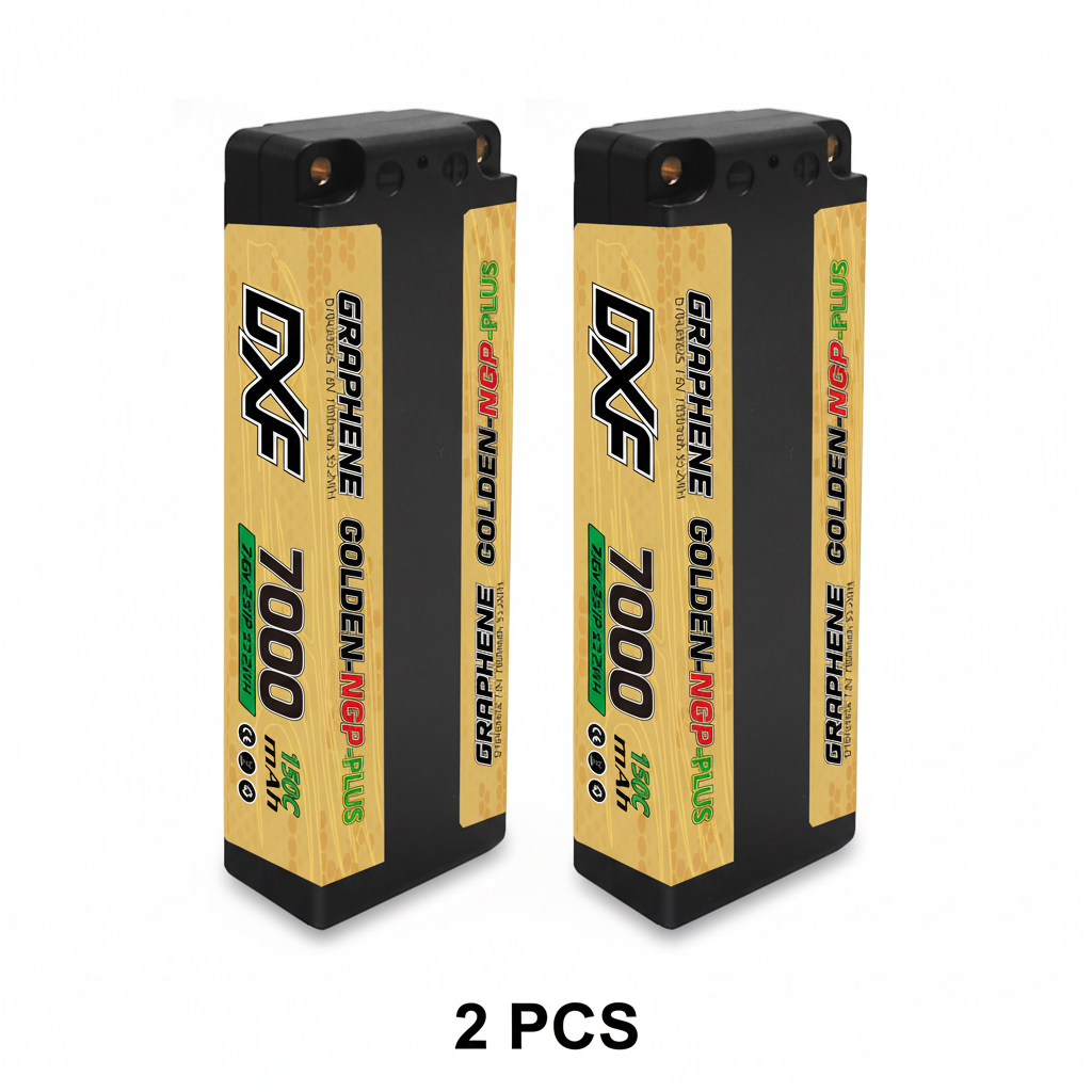 DXF 2S 7.6V 7000mAh 150C NGP PLUS Series HV LiPo Battery LCG Hardcase with 5mm Bullet to Deans Plug for 1/8 1/10 RC Racing Cars, Drones & Boats (1-6 Pack Available)