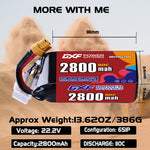 DXF LiPo Battery 6S 22.2V 2800mAh 110C with PH2.0 / JST / XT30 / SM / XT60 / EC5 / XT90 for FPV Drone Whoop Micro Racing