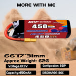DXF LiPo Battery 5S 18.5V 450mAh 80C with PH2.0 / JST / XT30 / SM / XT60 / EC5 / XT90 for FPV Drone Whoop Micro Racing