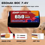 DXF LiPo Battery 2S 7.4V 650mAh 80C with PH2.0 / JST / XT30 / SM / XT60 / EC5 / XT90 for FPV Drone Whoop Micro Racing