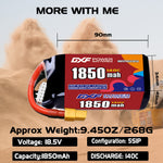 DXF 5S 18.5V 1850mAh 140C LiPo Battery for FPV Micro Drones (PH2.0 / JST / XT30 / SM / XT60 / EC5 / XT90 Options)