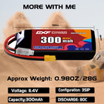 DXF LiPo Battery 3S HV 11.4V 300mAh 80C with PH2.0 / JST / XT30 / SM / XT60 / EC5 / XT90 for FPV Drone Whoop Micro Racing
