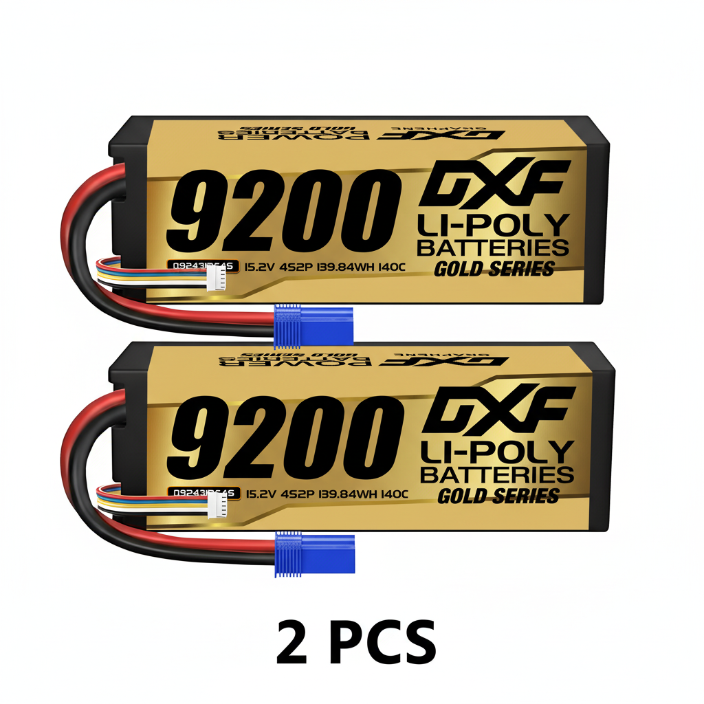 DXF GoldSeries 4S HV 15.2V 9200mAh 140C Graphene Hardcase LiPo Battery with XT90 & 10AWG Wire (1-6 Pack)