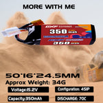 DXF LiPo Battery 4S HV 15.2V 350mAh 70C with PH2.0 / JST / XT30 / SM / XT60 / EC5 / XT90 for FPV Drone Whoop Micro Racing