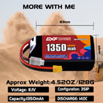 DXF 3S 11.1V 1350mAh 140C LiPo Battery for FPV Micro Drones (PH2.0 / JST / XT30 / SM / XT60 / EC5 / XT90 Options)