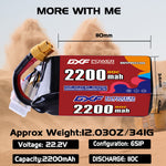 DXF LiPo Battery 6S 22.2V 2200mAh 110C with PH2.0 / JST / XT30 / SM / XT60 / EC5 / XT90 for FPV Drone Whoop Micro Racing