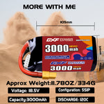DXF 5S 18.5V 3000mAh 120C LiPo Battery for FPV Micro Drones (PH2.0 / JST / XT30 / SM / XT60 / EC5 / XT90 Options)