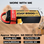 DXF LiPo Battery 6S 22.2V 8500mAh 150C Graphene Softcase with EC5 / T / TRX / XT60 / XT90 / XT150 / Q8s Plug for RC 1/8 1/10 Buggy Truck Car Off-Road Drone