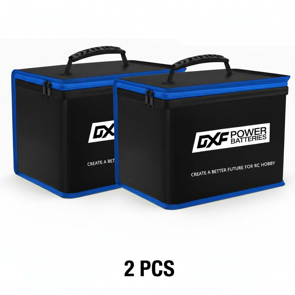 DXF LiPo Battery Fireproof Safety Bag - Charging & Storage Guard with Double Zipper (1-6 Pack Options Available)