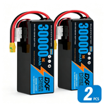 DXF SEMI-SOLID 14S 51.8V 30000mAh 5C Soft Case LiPo Battery with 8AWG Wire for Toy Cars, Boats, UAVs & Drones (1-6 Pack)