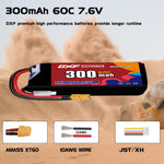DXF LiPo Battery 2S HV 7.6V 300mAh 60C with PH2.0 / JST / XT30 / SM / XT60 / EC5 / XT90 for FPV Drone Whoop Micro Racing