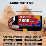 DXF LiPo Battery 3S 11.1V 2800mAh 110C with PH2.0 / JST / XT30 / SM / XT60 / EC5 / XT90 for FPV Drone Whoop Micro Racing