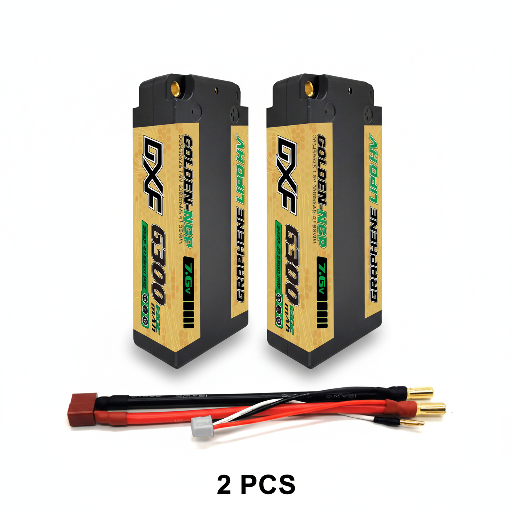 DXF 5mm 2S 6300mAh 7.6V 140C GOLDEN-NGP HardCase LiPo Battery with XT90 Plug for 1:8 Scale RC Car, Multi-Rotor RC Airplane, RC Helicopter, RC Boat