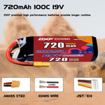 DXF 5S 19.0V 720mAh 100C LiPo Battery for FPV Micro Drones (PH2.0 / JST / XT30 / SM / XT60 / EC5 / XT90 Options)